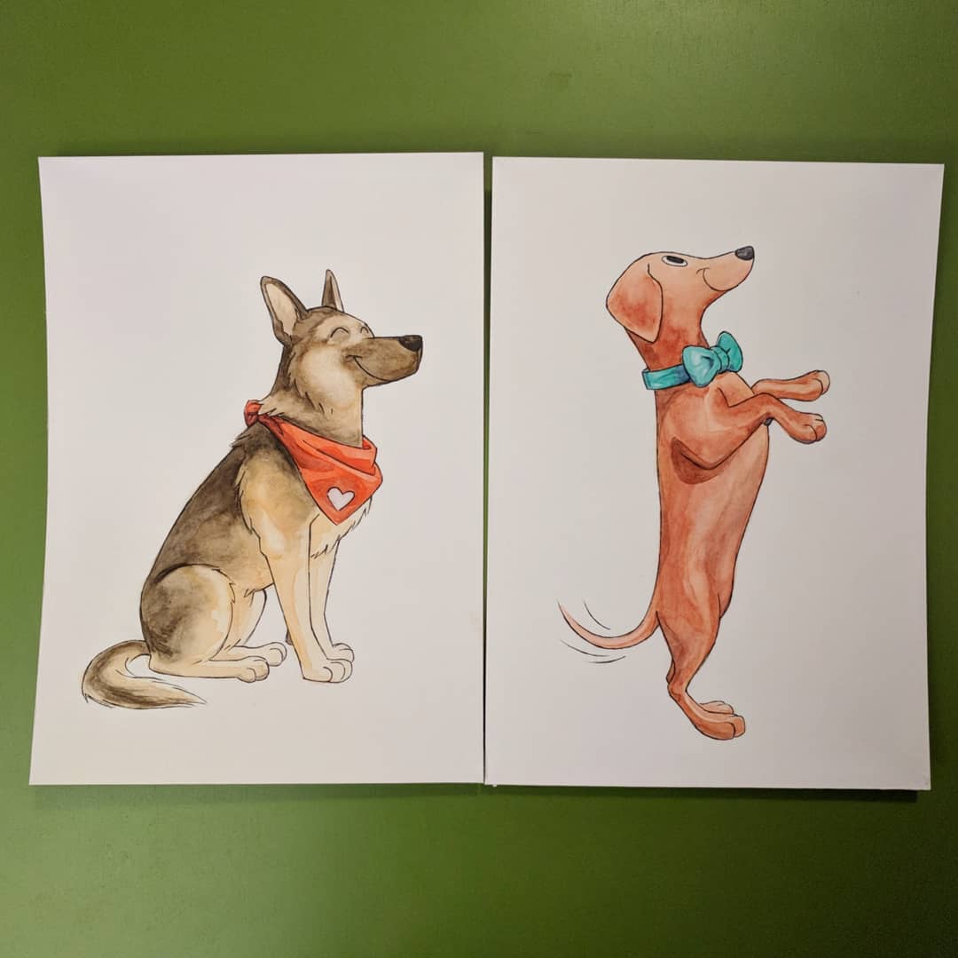 GregHillsman's tweet photo. Watercolored them dogz https://t.co/q2txzVIdMq