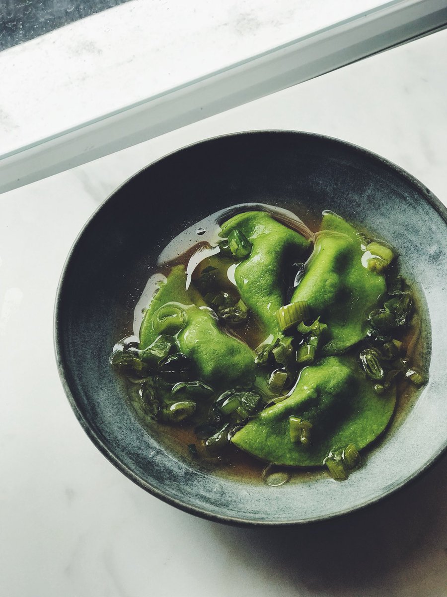 1909brighton's tweet photo. New menu up. These beauties are our herb dumplings with spring onion in a dashi broth. #freshpasta #1909brighton https://t.co/lCiuLe3L5C