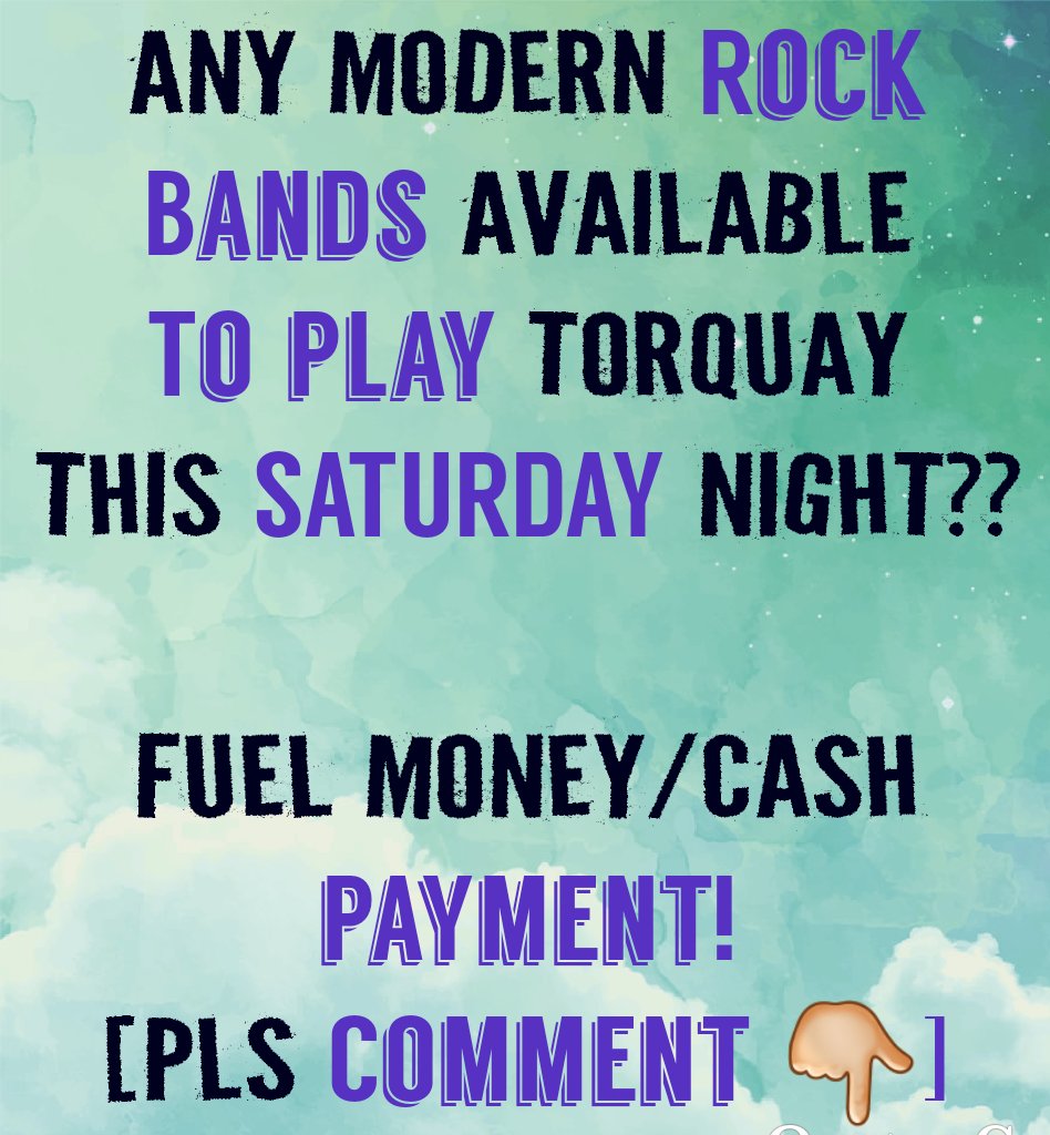 LJRevenge's tweet photo. 🛑 Need an opening band for our show with Summoned By Ash TOMORROW @ The Apple & Parrot in TORQUAY!! Will receive payment 💷
Please Comment / Tag bands or musicians below 😁
https://t.co/RNvCOEbY63
#Torquay #bandneeded #Devon https://t.co/UKLguzk9HS