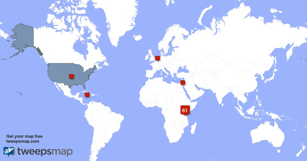 ronnesta's tweet photo. My followers are in Kenya(78%), USA(8%)... Get your map too: https://t.co/dOlRxCCt0C https://t.co/ysCTjc6OIB