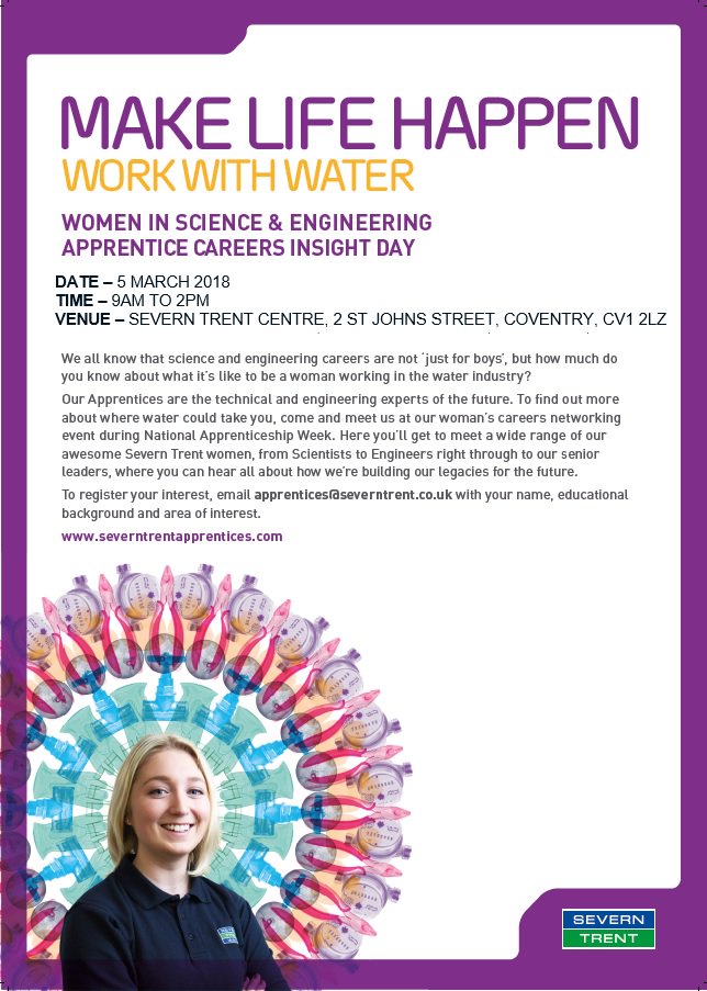 STWApprentices's tweet photo. It's our Women in STEM event on Monday! So exciting to be hosting this again with @PKS_Coventry @LyngHallSchool @JHNCC2017 in attendance. We are looking forward to showing off all of the amazing careers available in Water! https://t.co/SHINBtYML0