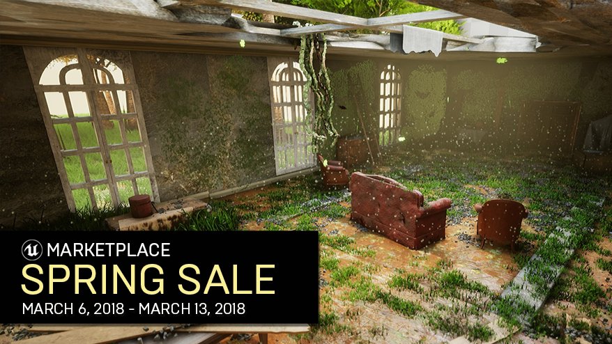UnrealEngine's tweet photo. The Unreal Engine Marketplace Spring Sale is live! It’s time to take advantage of our biggest sale ever! https://t.co/tjH52sAkK3 #UE4 https://t.co/hT2xzFHXWl