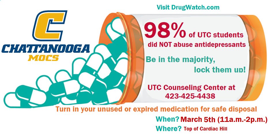 utchousing's tweet photo. This Monday, March 5th from 11am - 2pm at the top of cardiac hill you can turn in your unused or expired medication for safe disposal!!
#UTCHousing #LiveConnectedOnCampus
Visit https://t.co/UzxrDAVfgc https://t.co/sqk1iPltUy