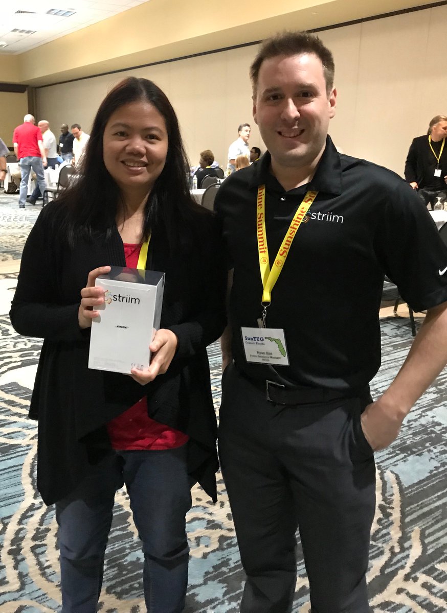 striimteam's tweet photo. Congratulations to the winner of our Bose Speaker Giveaway! Stop by the Striim table at #SunTUG to learn more about our streaming integration with intelligence platform @SunTUGFL @Connect_WW https://t.co/zrBQMOW1Bv