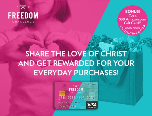 Support FC while you earn rewards—and get a $30 Amazon.com gift card—with <a href="/myCCCU/">MyCCCU</a>’s new <a href="/thefcusa/">Freedom Challenge</a> Visa card! Details: buff.ly/2FM3MaL