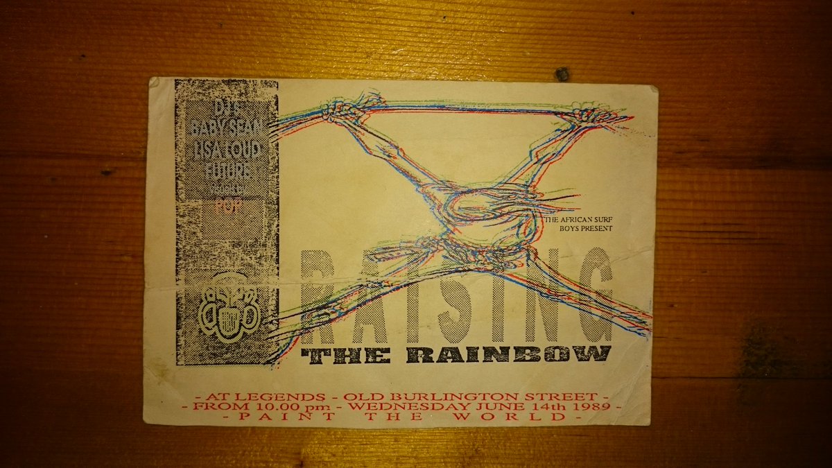 Greenhalgh's tweet photo. Paint the world. Raising the rainbow rave at Legends, Old Burrington Street, London. Lisa Loud. Rave Flyer 1989 1990. #londonrave #raveflyer #raveart https://t.co/jvVKMP0p4O