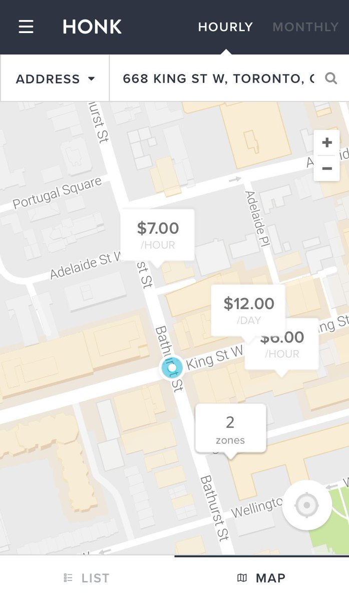 HonkMobile's tweet photo. 4 great lots near @BlowfishResto or anywhere else you need to be around #King & #Bathurst.. why street park when you can use #HonkMobile? https://t.co/CjiGcrdege