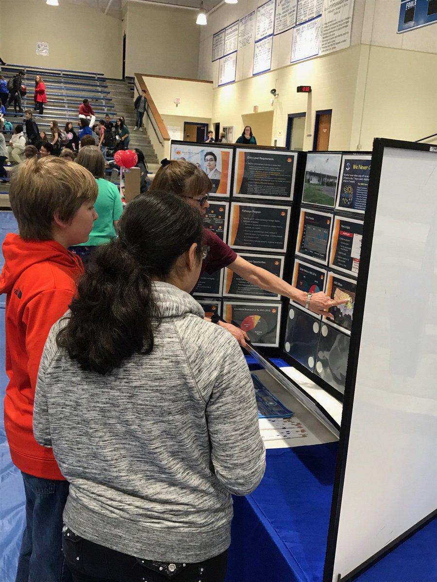 NWSLittleRock's tweet photo. We're at Bryant Middle School for the @BryantSchools Job Fair! If these kids are anything like us, they've had the weather "bug" since before they reached middle school. #arwx #weatherkids https://t.co/dDHcrFtSUi