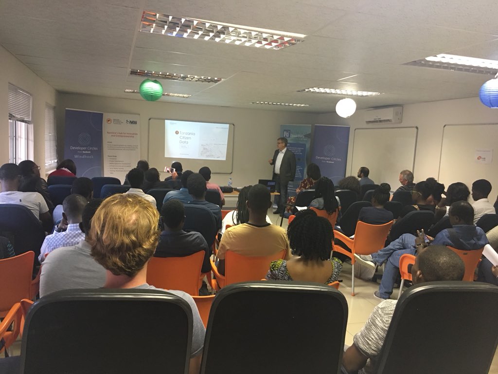 iamnaambo's tweet photo. Mr ILary Lindy - Leads expert @ SAIS, giving us an introduction to Open Data benefits and New opportunities
#OpenDataHackNam18
#OpenDataHack2018
#OpenDataHack18
#RoadSafety #OpenData #Namibia
@lamechthinkbig @naatwilwe @Stancia_Shipepe @MissCongeniali1 https://t.co/uundGN84gG