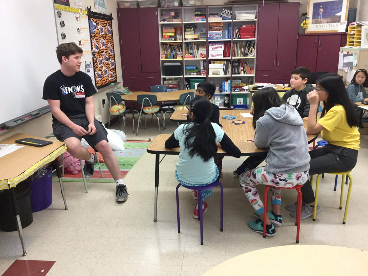 CBcwalls's tweet photo. A special treat when a former Pen student stops in to chat with your current group. So much great advice from an awesome young man...find your passion and work hard! @CBSouthHS #TitusPride #SouthSide #ReadAcrossTitus https://t.co/HTosiUeiGw