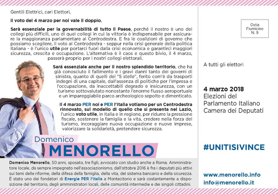 On_Menorello's tweet photo. MENORELLO E REGIMENTI (CENTRODESTRA): "IL TUO VOTO UTILE PER CAMBIARE"
https://t.co/fT72ariYq9
#elezioni2018 @HuffPost @HuffPostItalia @ilmessaggeroit @IlMsgitRoma @ilpost @ilgiornale @reuters_italia @Libero_official @leggoit @LaStampa @MediasetTgcom24 @RaiNews @repubblica https://t.co/nu2FSUGks9
