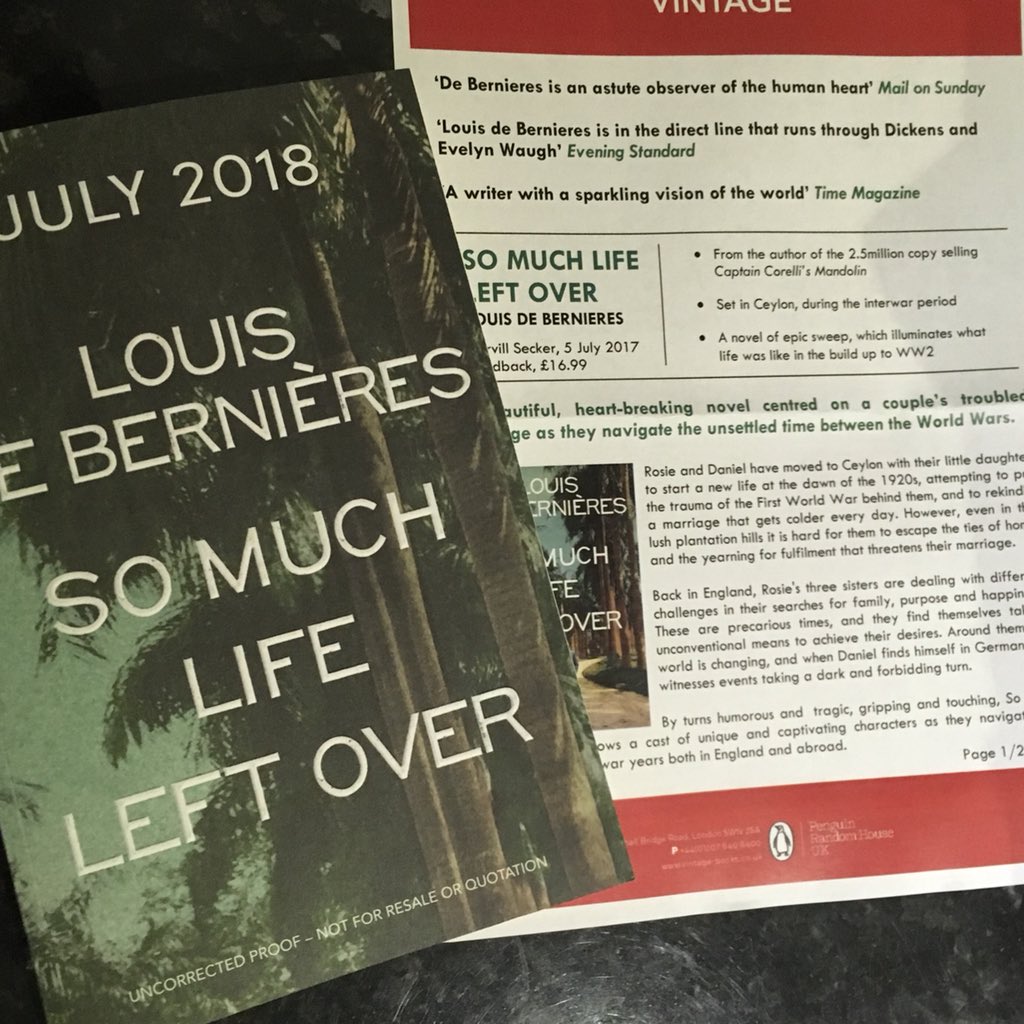 Matineegirl's tweet photo. Thank you @mia_qs #SoMuchLifeLeftOver Louis De Bernieres @vintagebooks #bookpost https://t.co/3A0AwiGOSU
