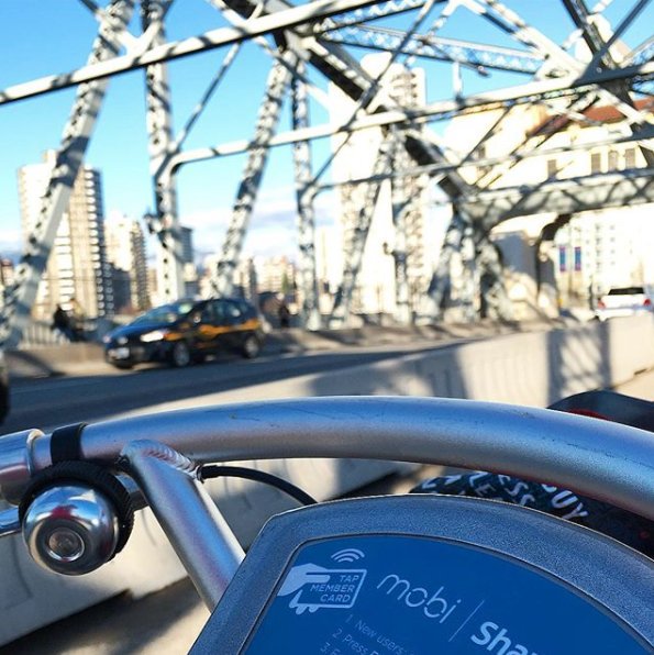 "Action shot! Loving the Burrard Bridge bike lanes." - A special shoutout to Erin McInnis for sharing her journey throughout the #mobichallenge last month! Your stories made us 😁 .