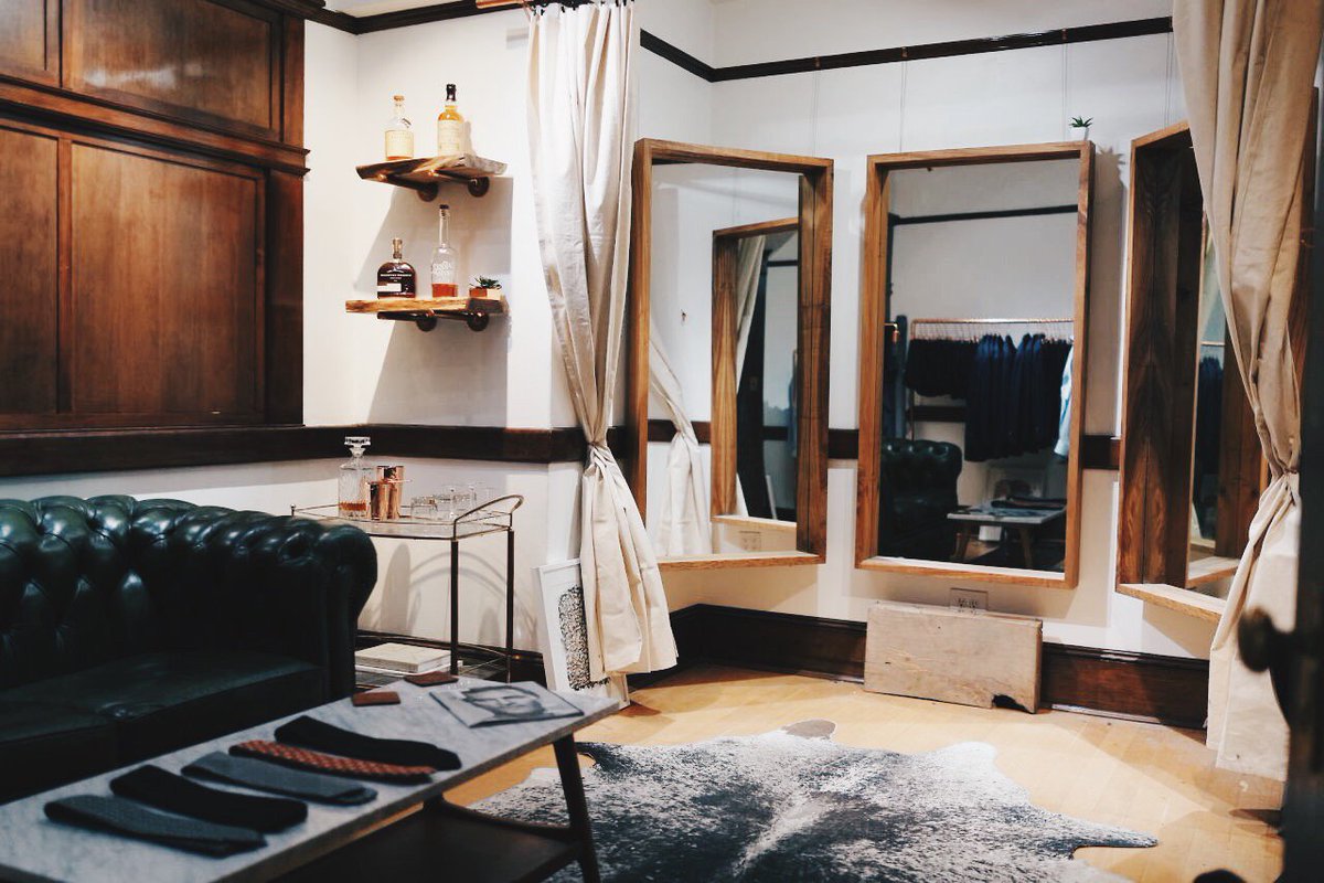 tailorskeep's tweet image. If you haven't made it to the shop in a while, you probably haven't seen our new additional fitting room. It's an elegant, comfortable, and private space designed to make you feel right at home.  You know...leather, liquor, and linens.