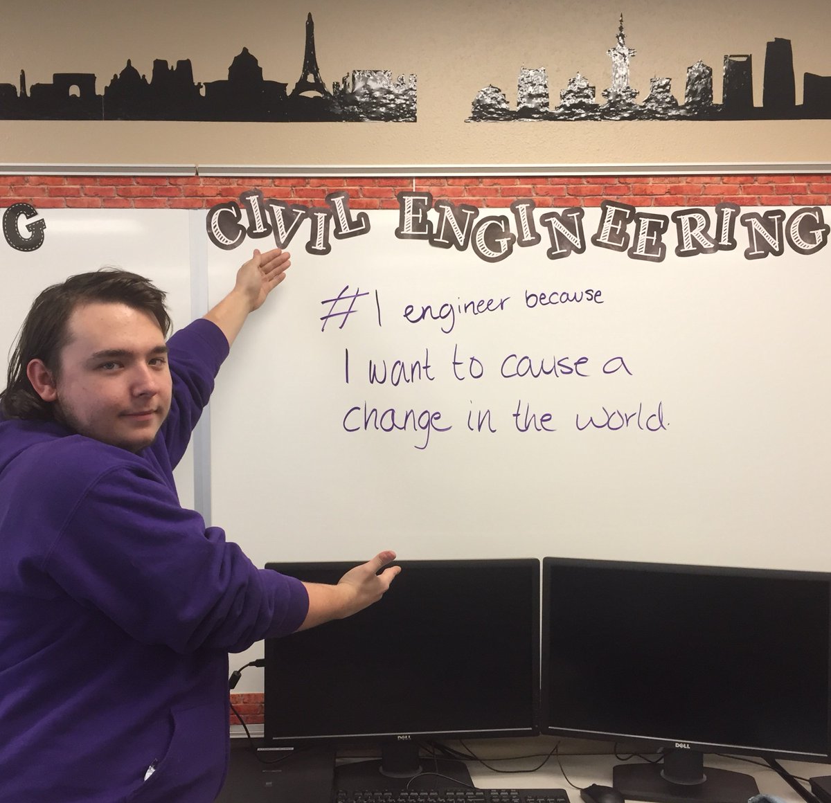 JanetPortwood's tweet photo. Unexpected snow days made us a little behind with our #IEngineerbecause... quotes, but these @MTCSTEMAcademy students have reasons for working hard every day! @MetroTechOK @PLTWorg @OkACTE https://t.co/w4leIcVxdn