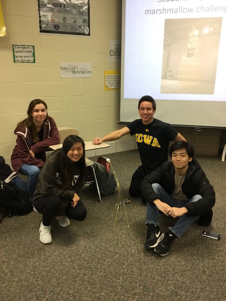 HeatherSchroed9's tweet photo. Introducing our 3rd hour Marshmallow Challenge winners! #fhspsych #teachertakeover @ThisIsFHS https://t.co/XRIE61dwcq