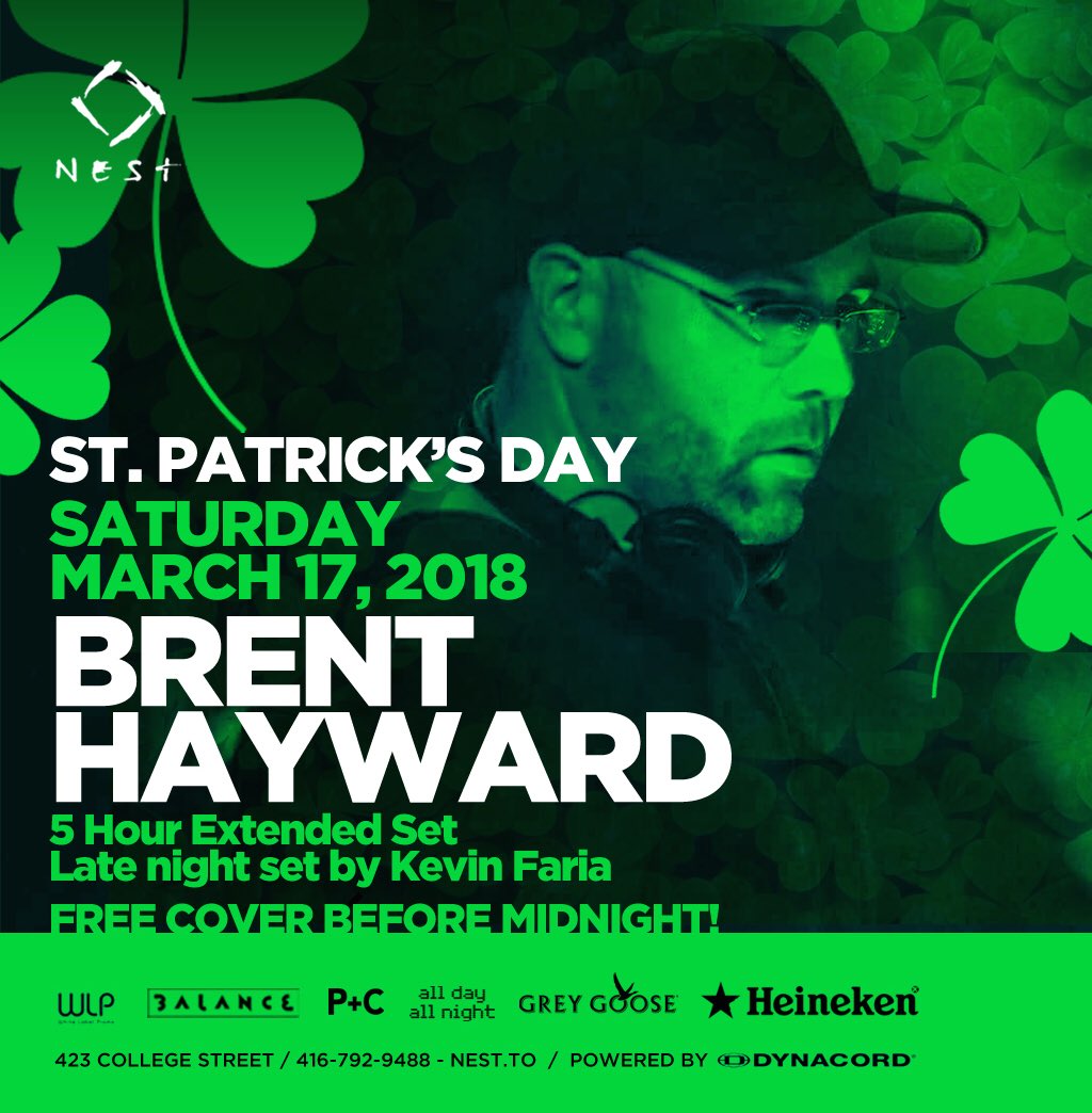 whitelabelpod's tweet photo. 🍀🍀JUST ANNOUNCED🍀🍀

WLP Boss @DJBrentHayward DJBrentHayward back inside Nest for a special St. Patrick’s Day Extended Set! Some surprises for this night will be announced in a couple weeks! 💚💚💚

Looking forward to some serious Shamrocks &amp; Shenanigans on Sat Mar 17! https://t.co/IqsmRN3Xq9
