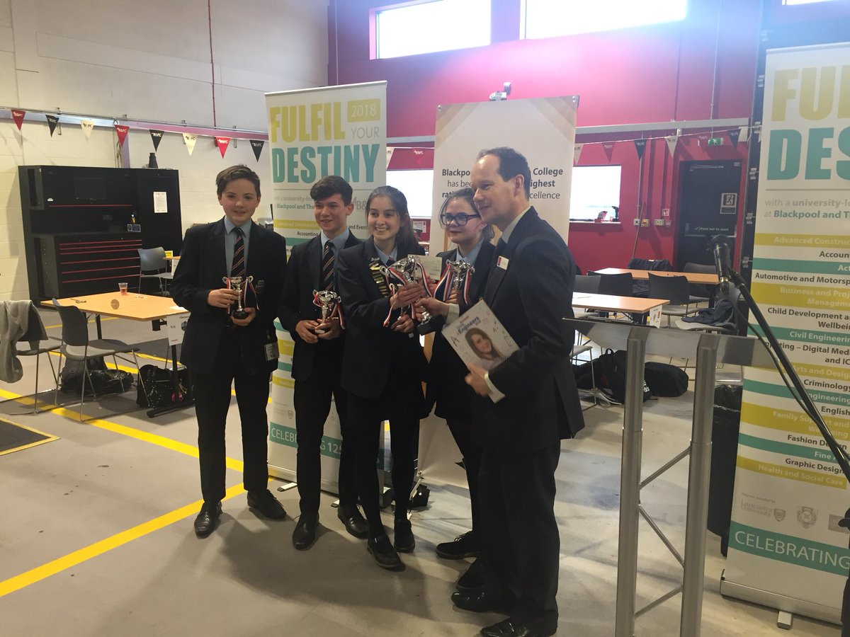B_FCSchools's tweet photo. Congratulations to @bedeslytham on being crowned Young Engineers #STEM Skills challenge winners for 2018 #YE2018 @CuadrillaUK @The_Gazette @b_and_fc @bfcengineering @YoEgovuk @TheIET ยฃ10000 goes to the school for #STEM equipment. https://t.co/mYJvnSQNSe