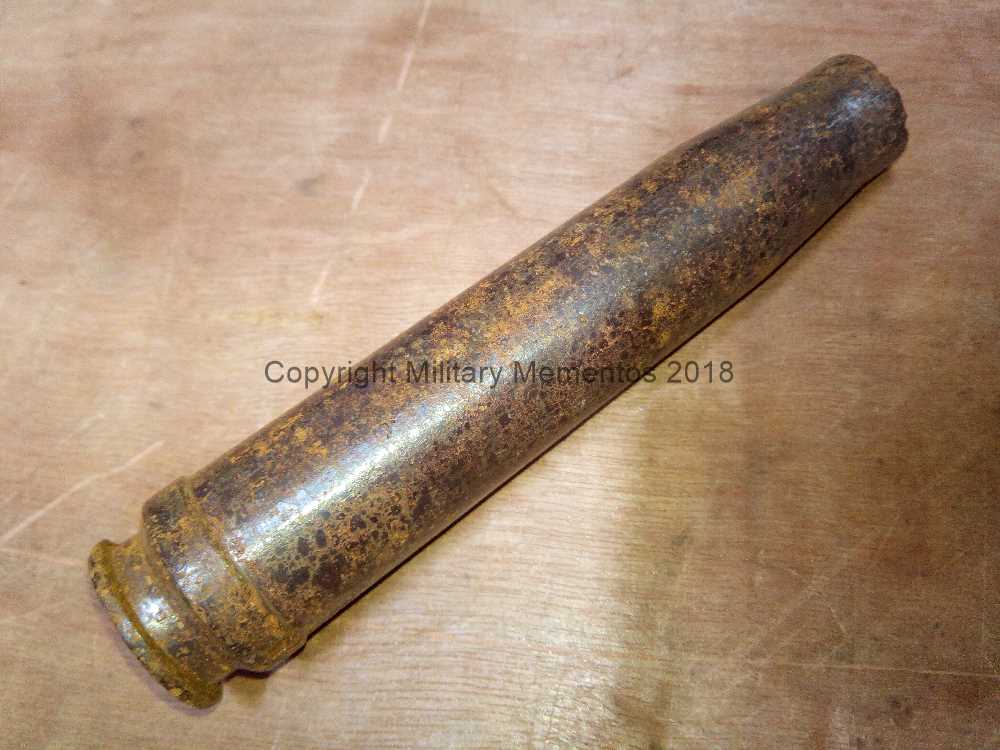 MilitaryMemento's tweet photo. #WW2 dated German 2cm FLAK 30 / 38 steel cartridge. These are in “relic” condition and will have some surface corrosion and a tiny hole on one side of the neck where they have been laying on a moist surface. Ideal for making up mags or boxes where they are not seen. https://t.co/CwaxmlAgVl