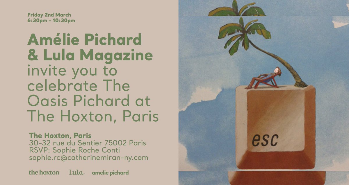 🌟Tonight: We invite you to celebrate the Oasis Pichard at the hoxton hotel in Paris with <a href="/ameliepichard/">Amélie Pichard</a> 🌟 
#thehoxtonparis #ameliepichard #lulamagazine