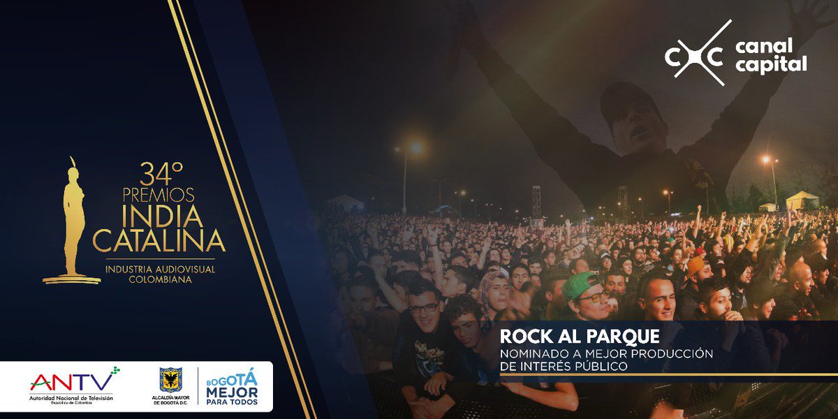 Bogota's tweet photo. Porque somos la capital de rock, nuestra transmisión de #RockalParque2017 está nominada a 'mejor producción de interés público' en los premios India Catalina #IndiaCatalinaXCapital https://t.co/4koyVxhZuF