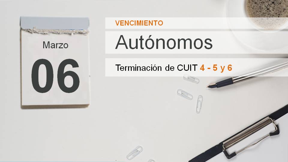 ARCA_informa's tweet image. #Autónomos &amp;gt; hoy vencen las #CUITs terminadas en 4 - 5 y 6.