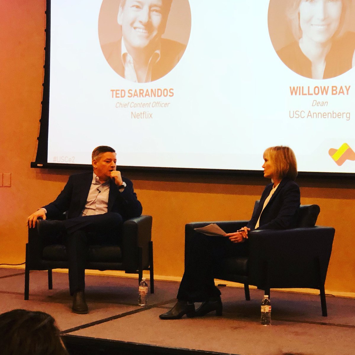 binozu's tweet photo. Fireside chat with Ted Sarantos of #netflix at Evolution of Entertainment #USCe2 https://t.co/TI160b1r4M