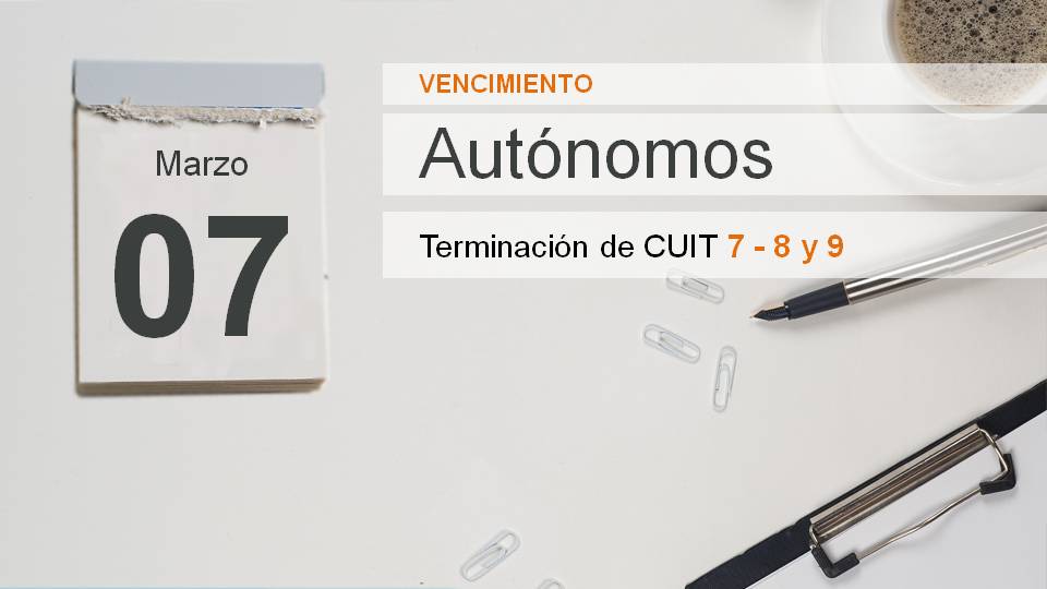 ARCA_informa's tweet image. #Autónomos &amp;gt; hoy vencen las #CUITs terminadas en 7 - 8 y 9.