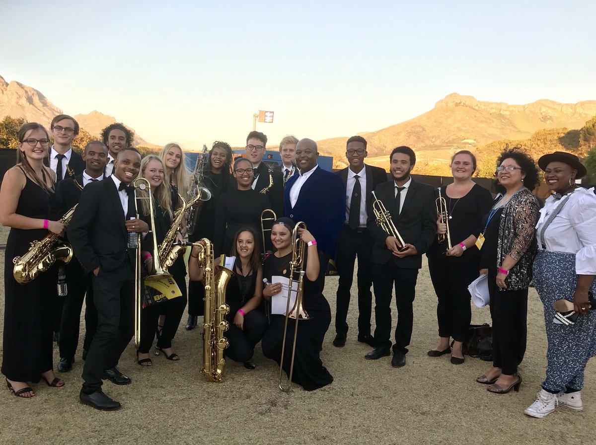 TimothyMoloi's tweet photo. Backstage with @GloriaBosman and the @Stellenbosch University Jazz Band before tonight’s #CentenaryConcert at @Woordfees! #MatiesHomecoming #MatiesTuiskoms #Woordfees @StellenboschAlumni https://t.co/qA8T8rwK8B