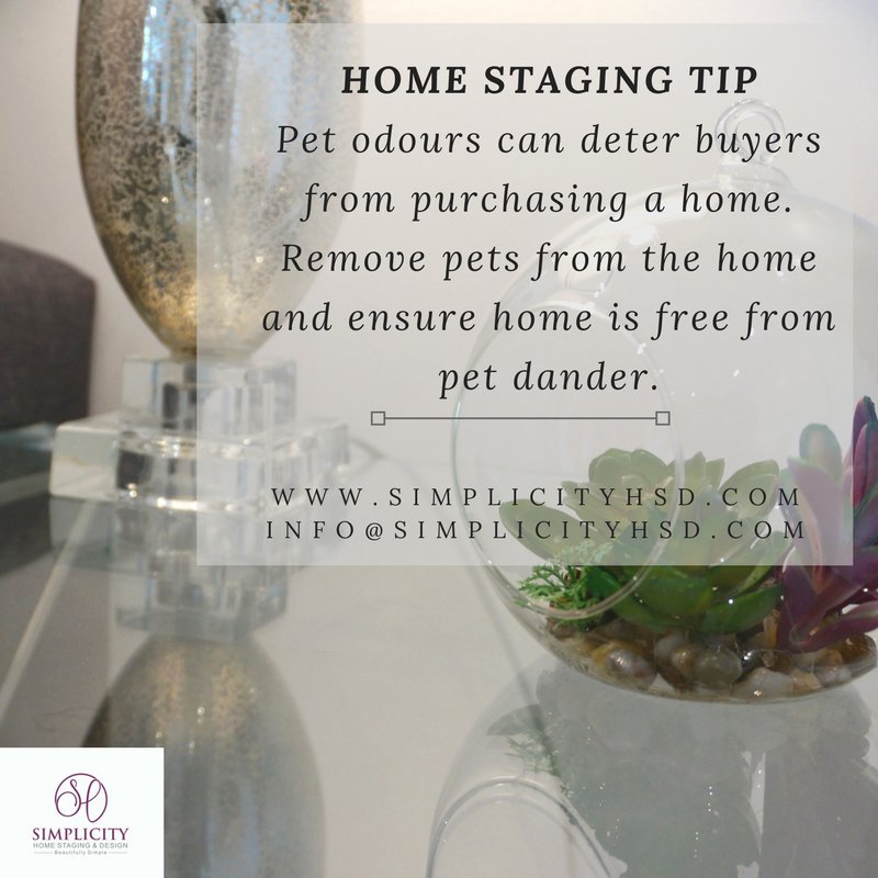 Simplicity_HSD's tweet image. We love our pets, but sometimes they leave behind odours. Removing them from the home  during the selling process will save you time in cleaning and preparing for showings #StagingTip