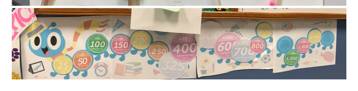 TeachOnCaffeine's tweet image. In honor of #ReadAcrossAmericaDay my students spent one hour on #epic and earned TWO badges for our #readerpillar
