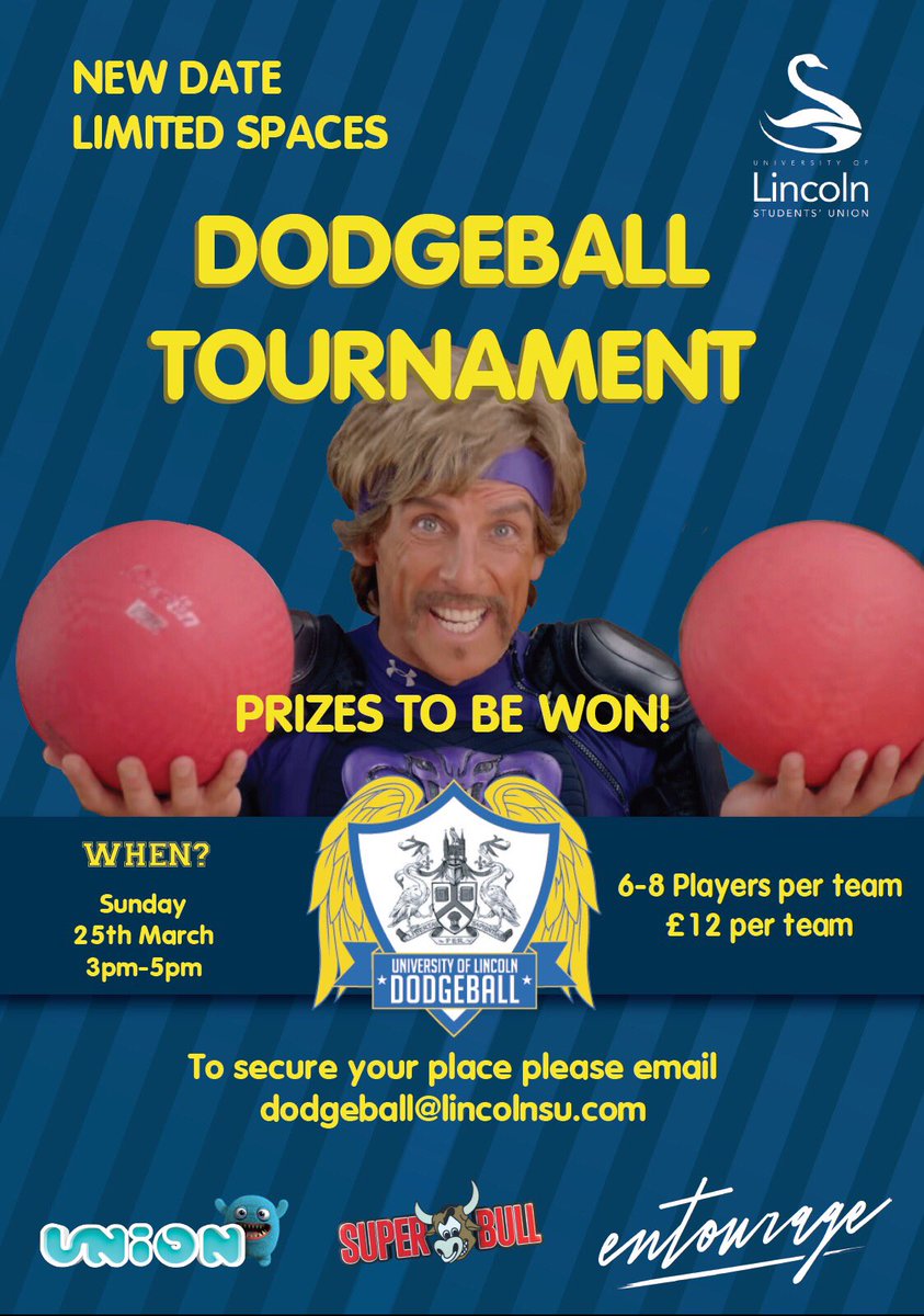 UoLDodge's tweet photo. ** Tournament Info**

Due to a number of reasons beyond our control we have decided to postpone our tournament for sport and society members till the 25th of March!! 

Make sure you email us to secure your teams entry in to the tournament #WeAreLincoln 

@lincolnSU https://t.co/7D0gcMHLi8