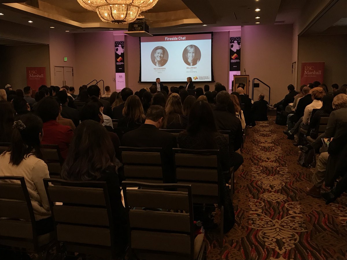 DiegoRomeroP's tweet photo. At the 2018 Evolution of Entertainment conference! @USCAnnenberg Learning about the future of the media &amp; entertainment landscape. Keynote @netflix Ted Sarandos moderated @Willow_Bay - #e2conference #Media #Entertainment #Netflix https://t.co/qlm0XaNPue