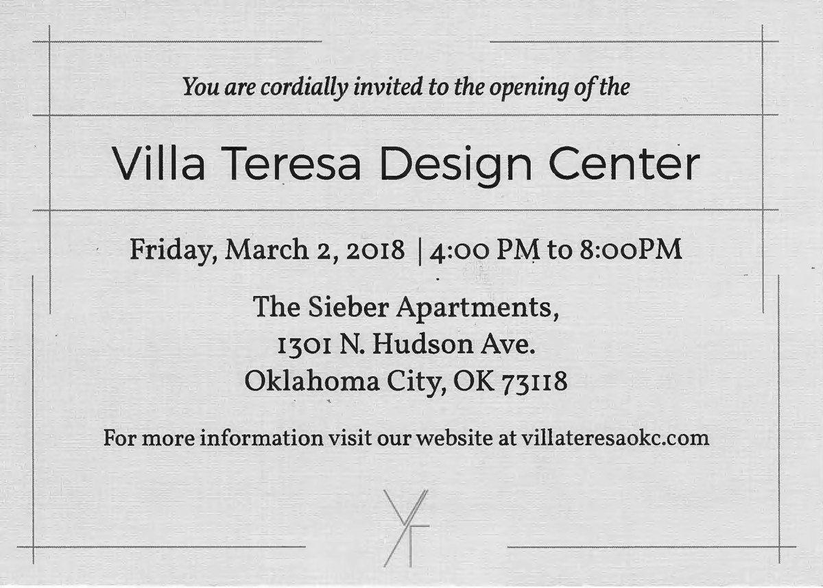 fitz_arch's tweet photo. Join us at the Villa Teresa Design Center Open House this evening from 4 to 8 p.m. at the Sieber Hotel in Midtown.  Have an adult  beverage and see what this project is all about! https://t.co/JsMC8KSSTg