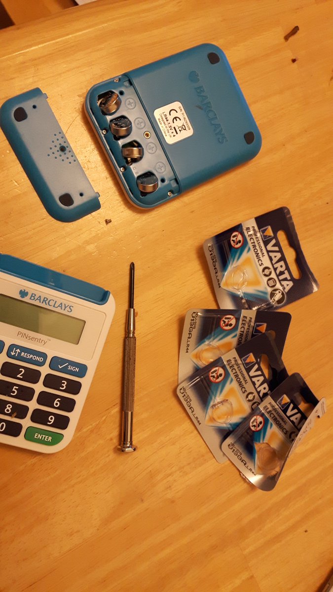finaglinger's tweet photo. @BarclaysUKHelp replacing customer #PINsentry units, instead of new batteries, #wasteplastic. Lip service to your 'Environmental Sustainability Policy Statement'. Batteries last no time. Complex to disassemble to recycle @rharrabin @Recoup_UK @SkyOceanRescue @RecyclingAssoc https://t.co/ZGYpzvpaSZ