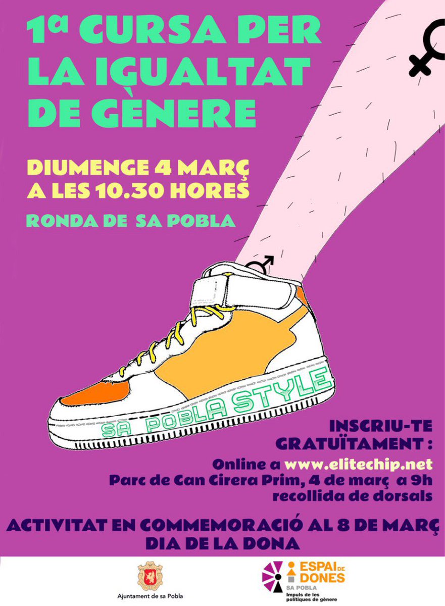 ajsapobla's tweet photo. Diumenge 4 de març a les 10’30h a can Cirera Prim, I cursa per la Igualtat de Gènere: https://t.co/edVjJIaJL9 https://t.co/xfD4PncgGg