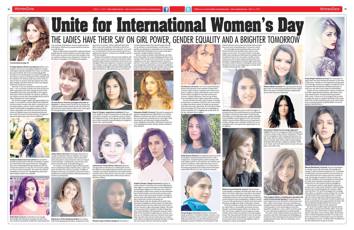 iMehreenSyed's tweet image. So happy to be a part of Eastern Eye’s #PressforProgress International Women’s Day feature. Well done Asjad Nazir! Wonderful article! @asjadnazir