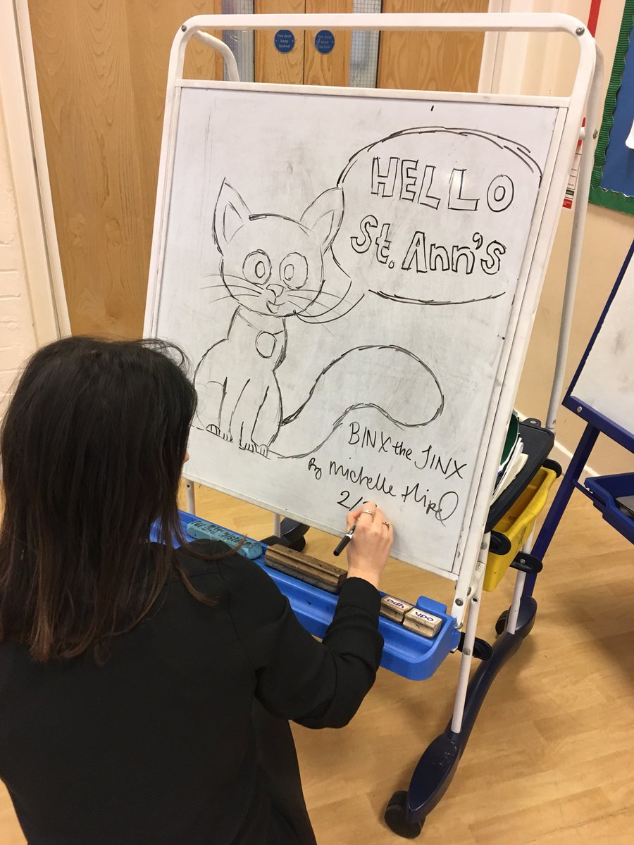 StAnnsRainhill's tweet photo. We have continued World Book Day today! KS1 have had a visit from @MsJinx who has held an assembly for the children and signed copies of her book, Binx the Jinx, for children who bought the book. #WorldBookDay2018 #BinxTheJinx https://t.co/JlkXKdEZZL