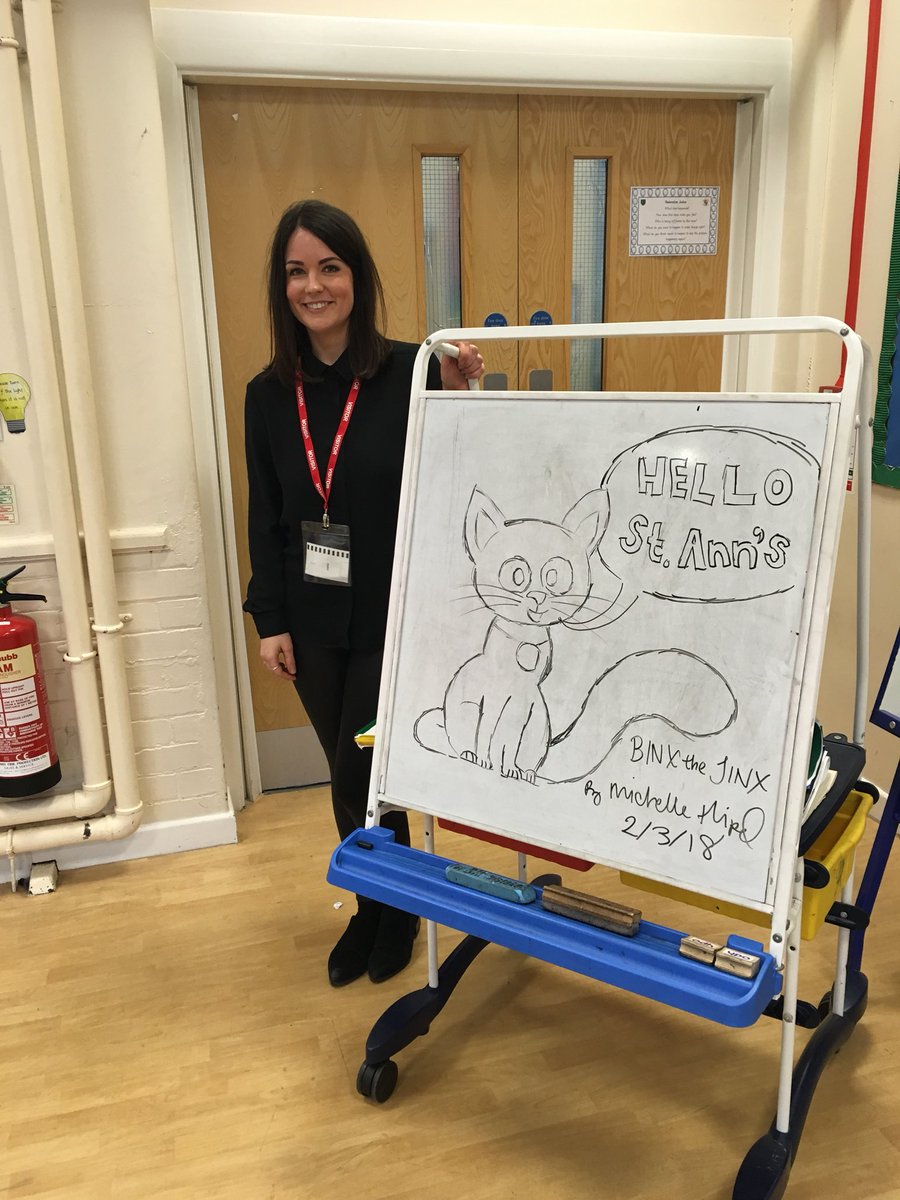 StAnnsRainhill's tweet photo. We have continued World Book Day today! KS1 have had a visit from @MsJinx who has held an assembly for the children and signed copies of her book, Binx the Jinx, for children who bought the book. #WorldBookDay2018 #BinxTheJinx https://t.co/JlkXKdEZZL