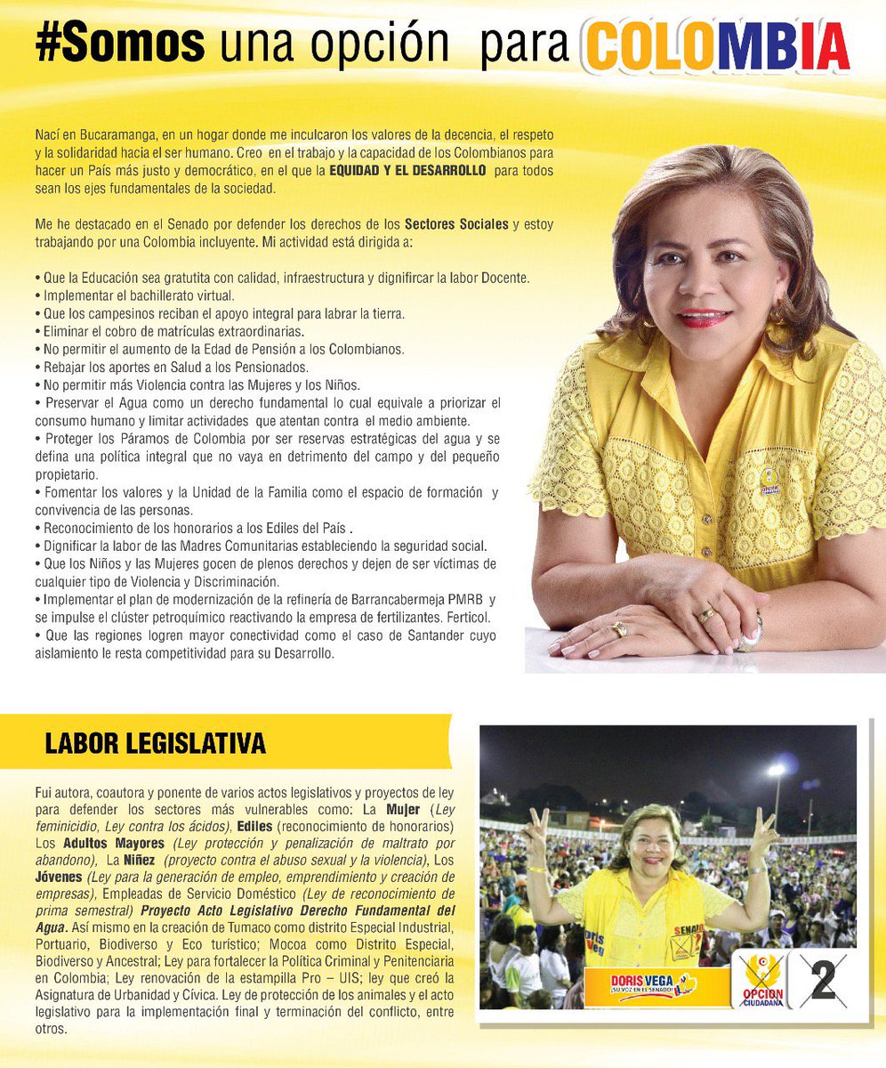 Soy #SuVozenelSenado Doris Vega !