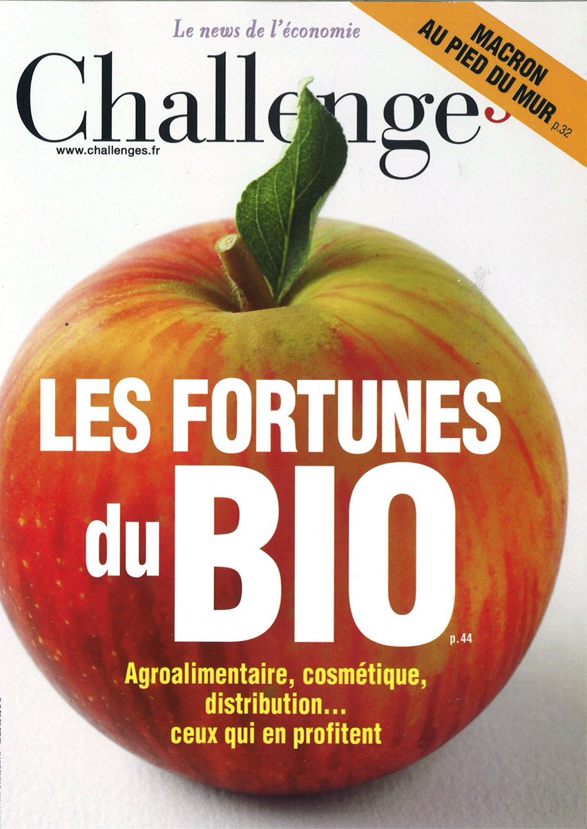 En couverture de <a href="/Challenges/">Challenges</a> cette semaine : Agroalimentaire, cosmétique, distribution... les belles affaires du BIO