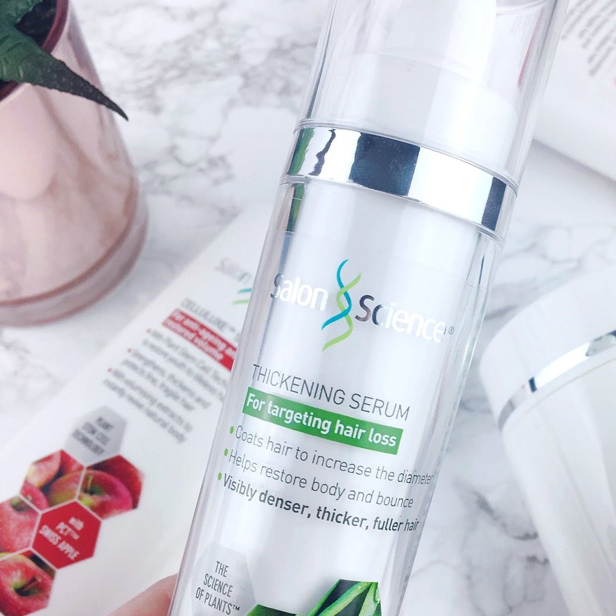 Our award-winning Thickening Serum adds instant body and bounce for the perfect salon blow dry at home! #salonscience #bouncyblowdry