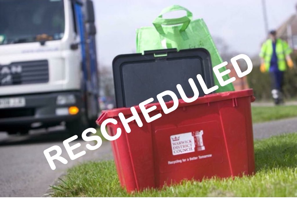 COLLECTION UPDATE: All collections next week will be delayed by one day; collections due yesterday and today will be attempted on Monday. Please see website for your revised collection dates for next week - warwickdc.gov.uk/news/article/4…