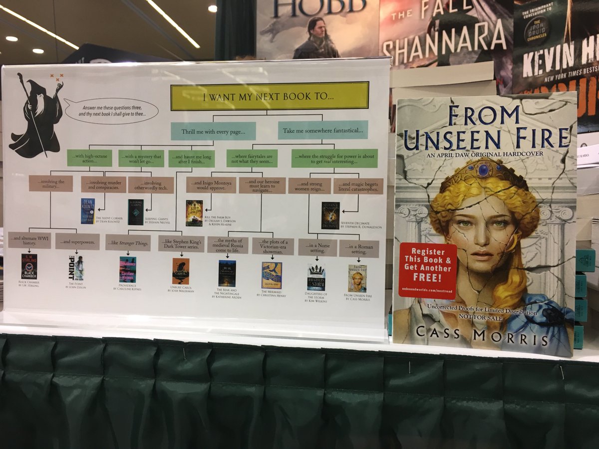 dawbooks's tweet photo. Don't get stuck in #ECCC lines without visiting Booth #1610 first! Pick up free copies of the year's hottest sci-fi and fantasy books--simply ask our book wizards there to help you pick your next read! https://t.co/gkXVog6sLq