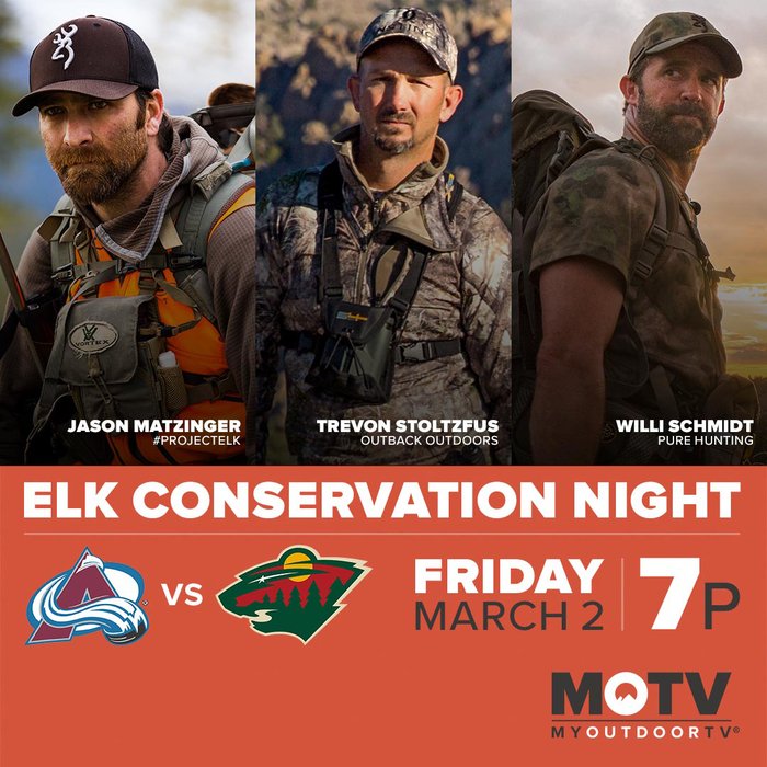 OUTDChannel's tweet photo. #ElkConservationNight is taking place TONIGHT at the @Avalanche game! Here's your chance to meet Jason Matzinger, @TrevonStoltzfus and @ElkcallerWilli. Help support #Conservation - Buy tickets HERE: https://t.co/JAavmbELzn | #PROJECTELK @MyOutdoorTV https://t.co/wmYZvyc33b