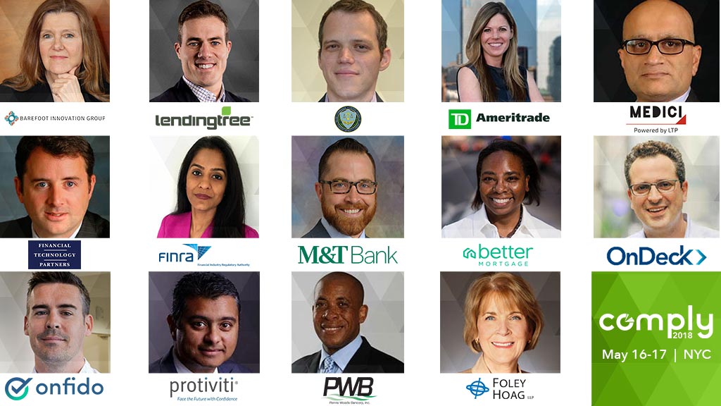 These are just a few of the experts lined up to discuss topics like RegTech, GDPR, Consumer Protection, Regulations and more at #COMPLY2018 bit.ly/2DUsxnt