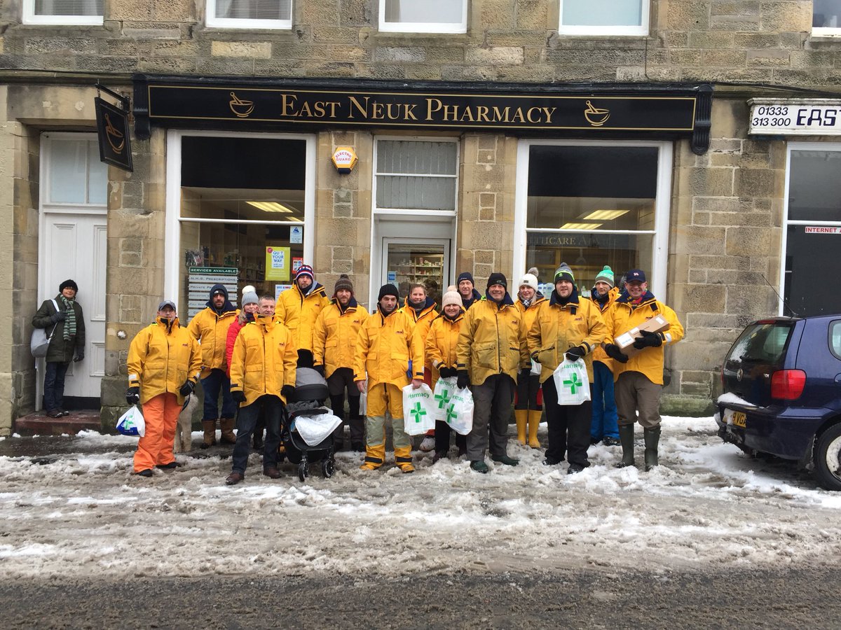 Prescriptions delivered to our community. The RNLI values include dependability and selflessness - at sea and on land. Our volunteers are always happy to help! #StormEmma #AnstrutherRNLI #ProudOfOurCrowd