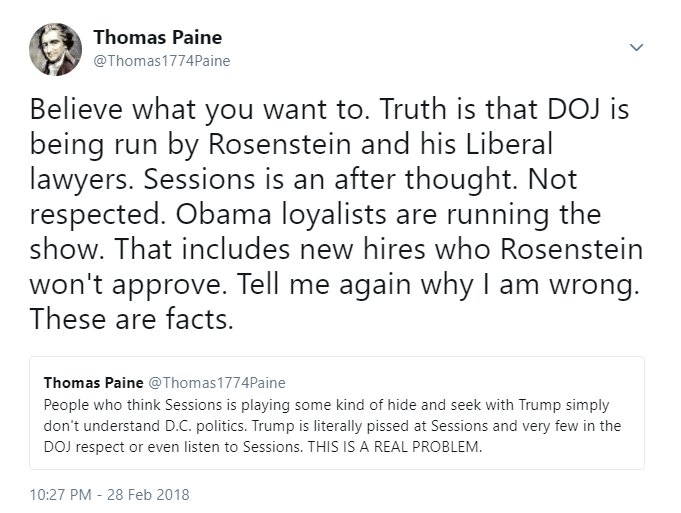 Thomas1774Paine's tweet photo. It's TV Magic. I Tweet this and a day later Greg Jarrett Says Exact same thing almost word for word on Hannity. The magic of FOX News. https://t.co/LG5z6QyY2y