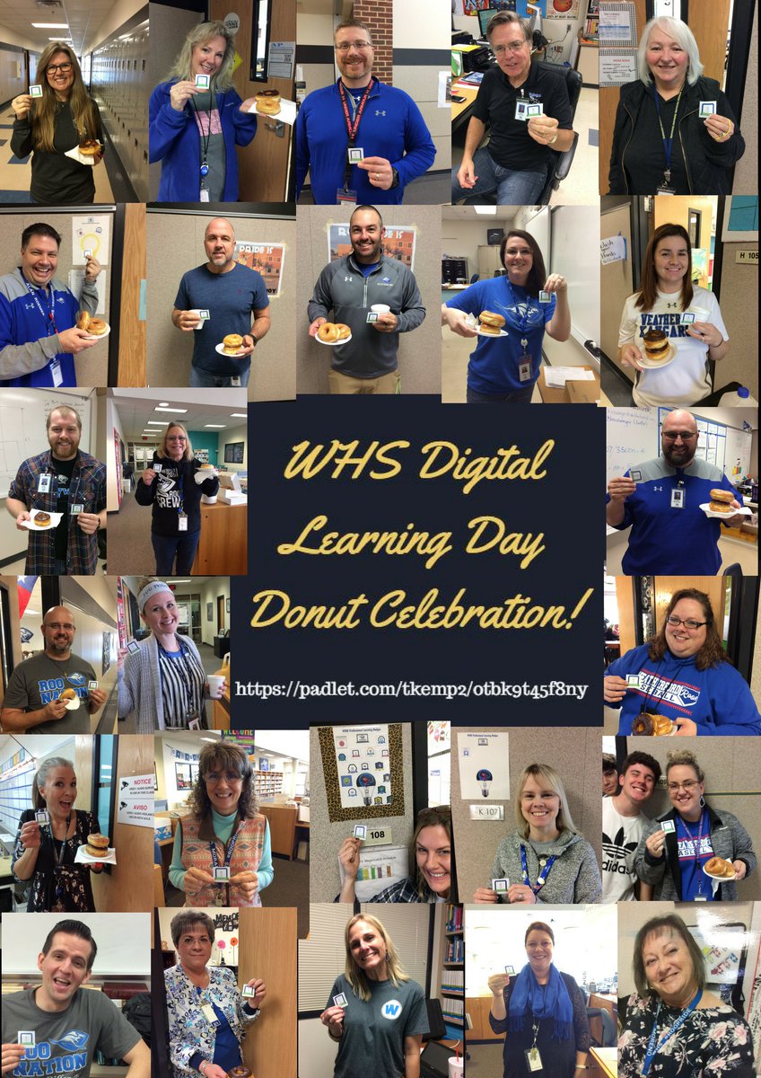 Way to go, WHS for winning the Digital Learning Day contest!  Thank you to all who participated!!  Also, a special thank you to @ShawnaFord1 for putting the contest on and delivering donuts to our campus this morning!  #whywisd #DLDay #DigitalRoos