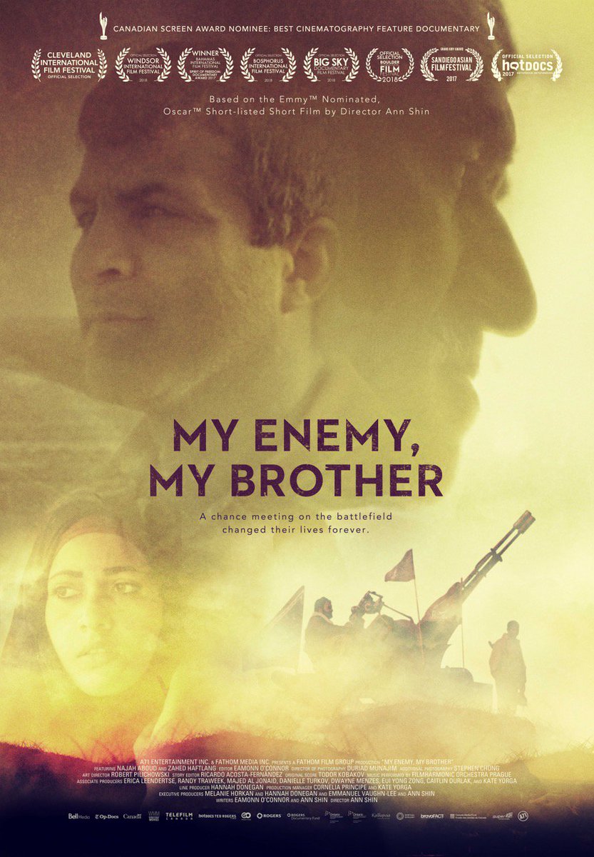 EnemyBrother's tweet photo. @TheCdnAcademy CSA nominated 'My Enemy, My Brother' is coming to a theatre near you! Starting in #Toronto at the @ImagineCarlton March 9-15. @Telefilm_Canada @SuperChannel @OMDCtweets @KalliopeiaF @TheAcademy https://t.co/e8tsUskuRx